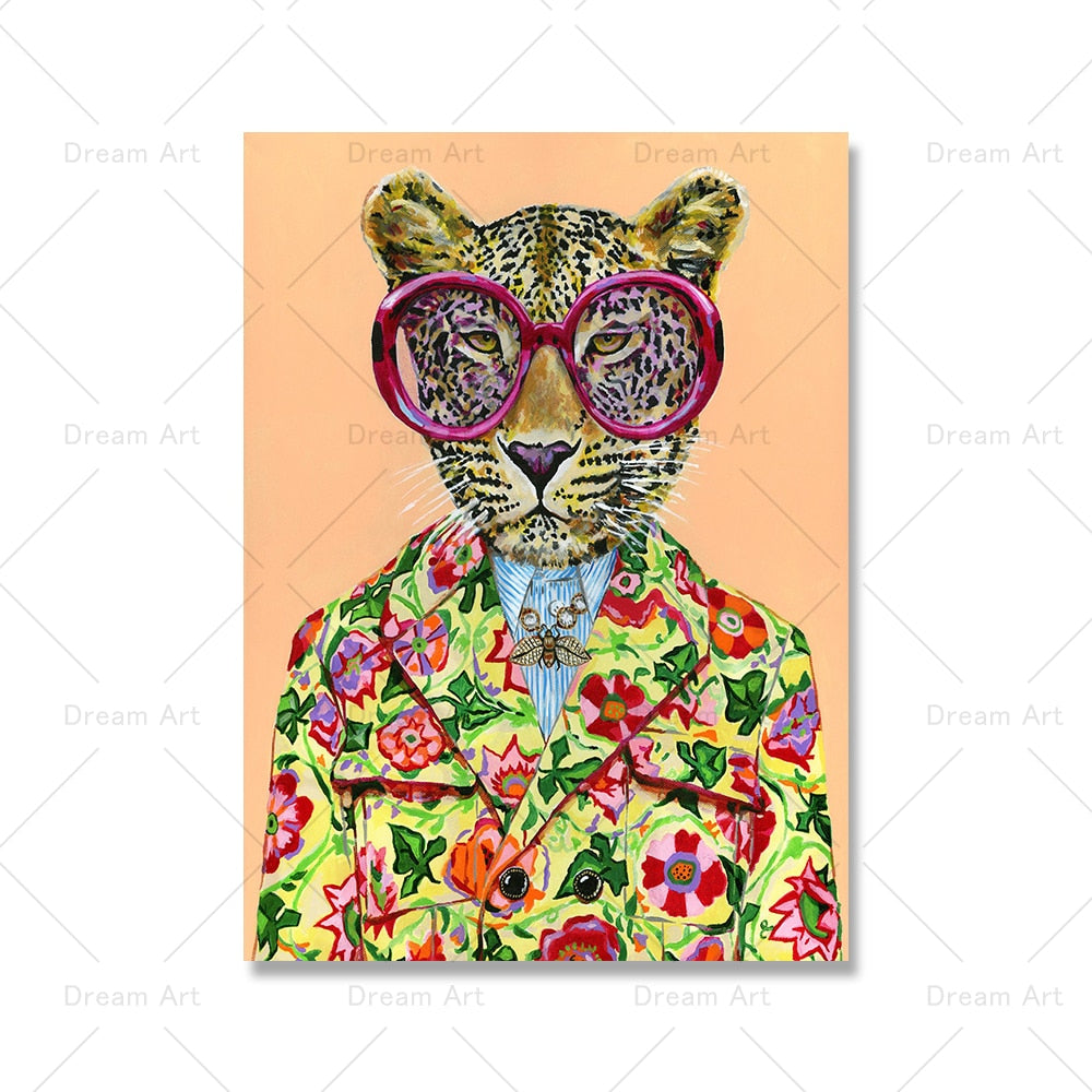 Fashion Animals in a Suit Art Canvas