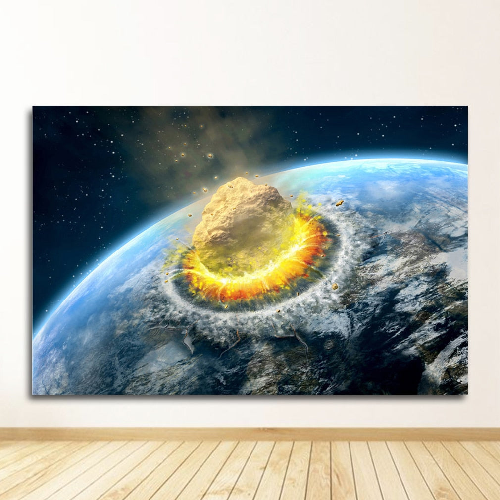 Meteorite Earth Galaxy Universe Wall Art Canvas