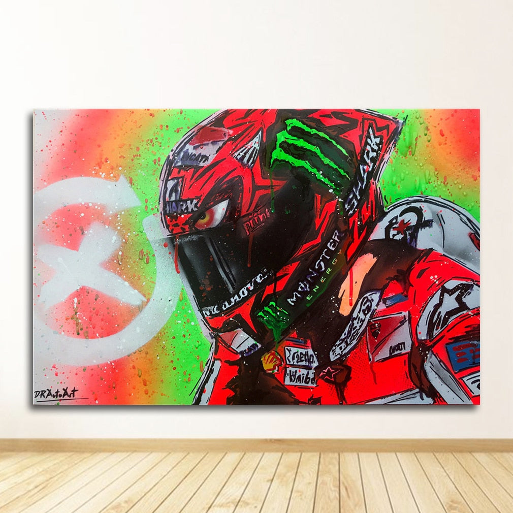 Motorcycle Race Canvas Painting Art