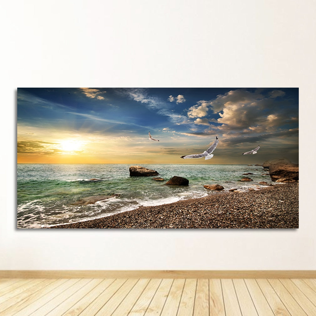 Sky Sea Sunrise Landscape Canvas Art