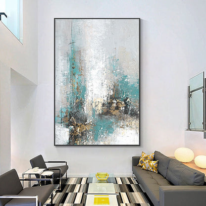 Abstract Green Blue Painting Wall Art Canvas