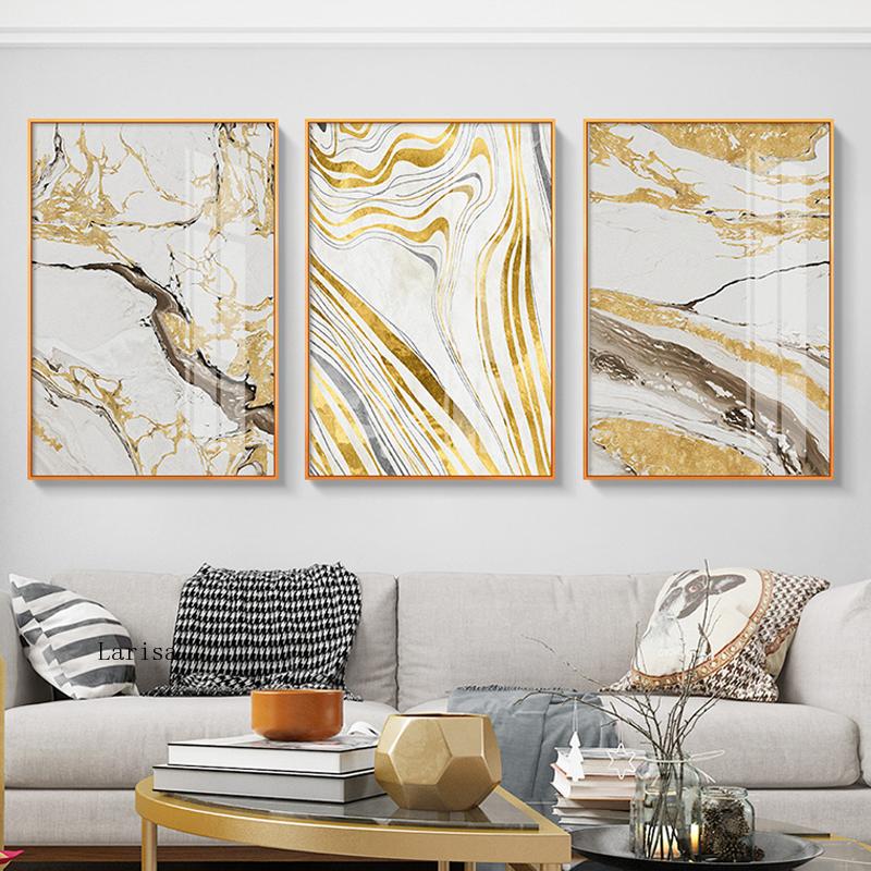 Gold and White Marble Canvas Art