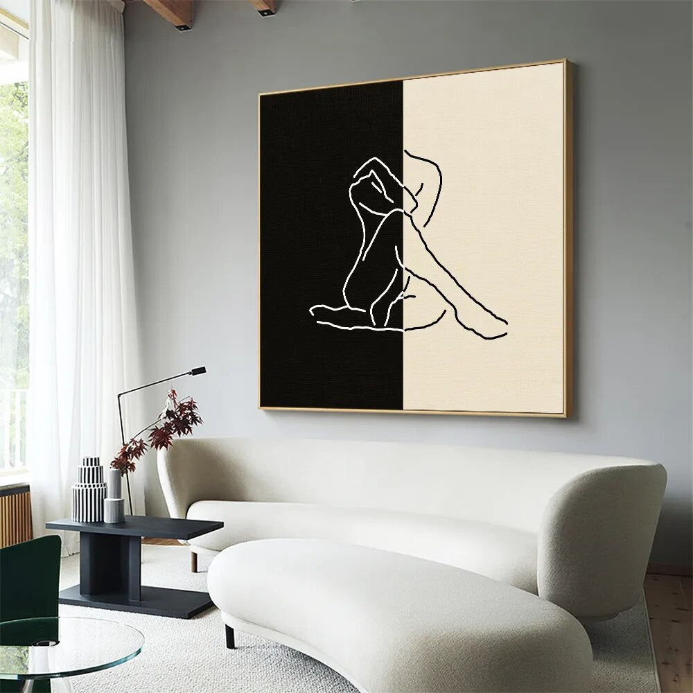 Sitting Figure Line Wall Art Canvas