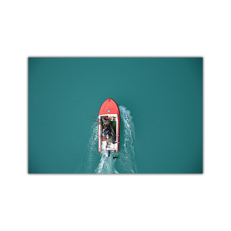 Deep Sea Whale Yacht Sea Canvas Art