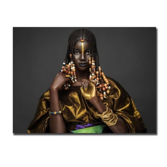 African Woman with Traditional Wear Canvas Art