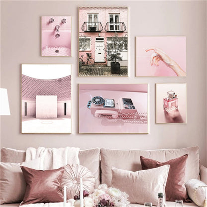 Pink Car Rome Window Car Canvas Art