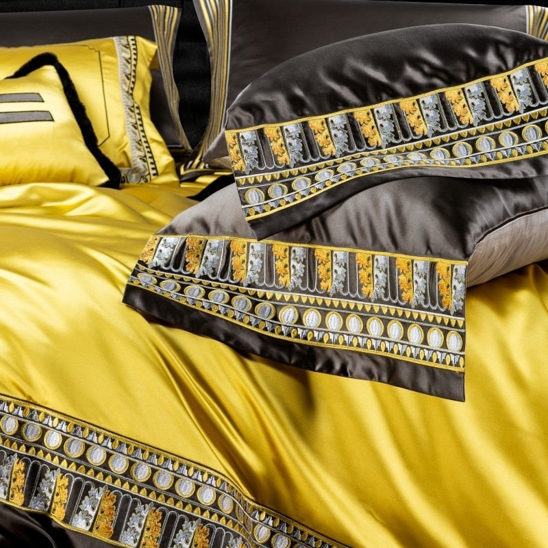 Yemaya Luxurious Silk Jacquard Duvet Cover Bedding Set