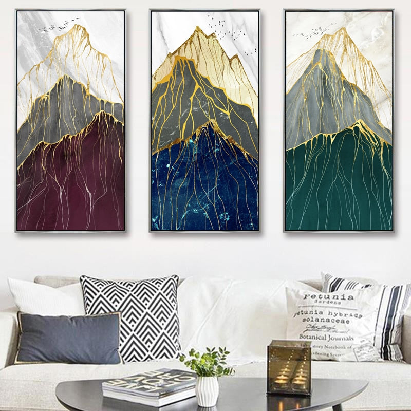 Abstract Mountain Gold Canvas Art