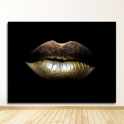 Sexy Gold Lips Canvas Art