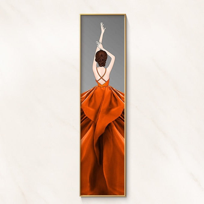 Orange Dress Fashion Woman Canvas Art