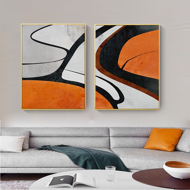 Modern Black Orange Horseman Canvas Art