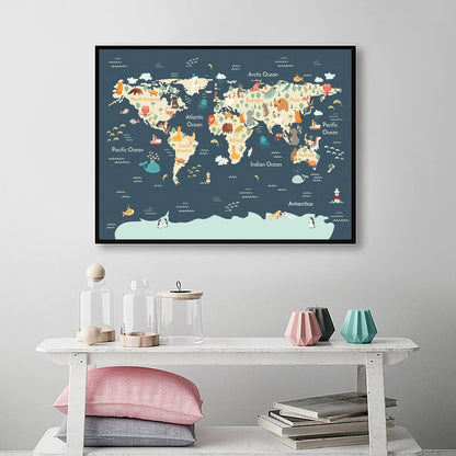 Sea Life Continents Animal World Canvas Art