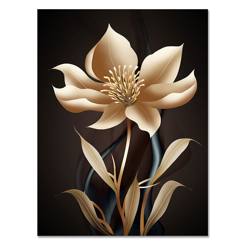 Beautiful Black Golden Flower Canvas Art