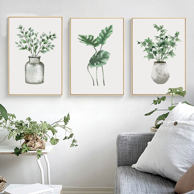 Simple Green Plant Canvas Art