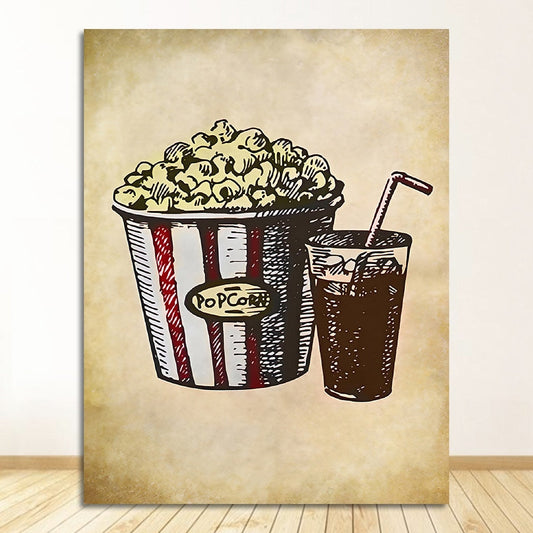 Movie Theater Popcorn Vintage Art Canvas