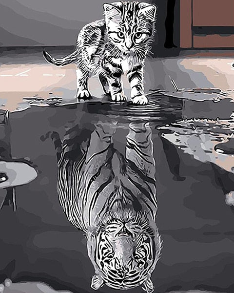 Cat Reflection Canvas Art