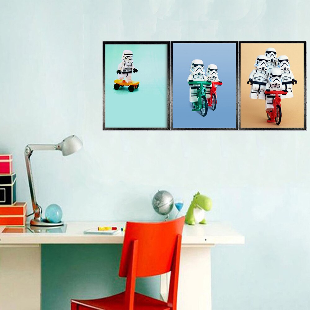 Cute Stormtrooper Riding A Bike Canvas Art