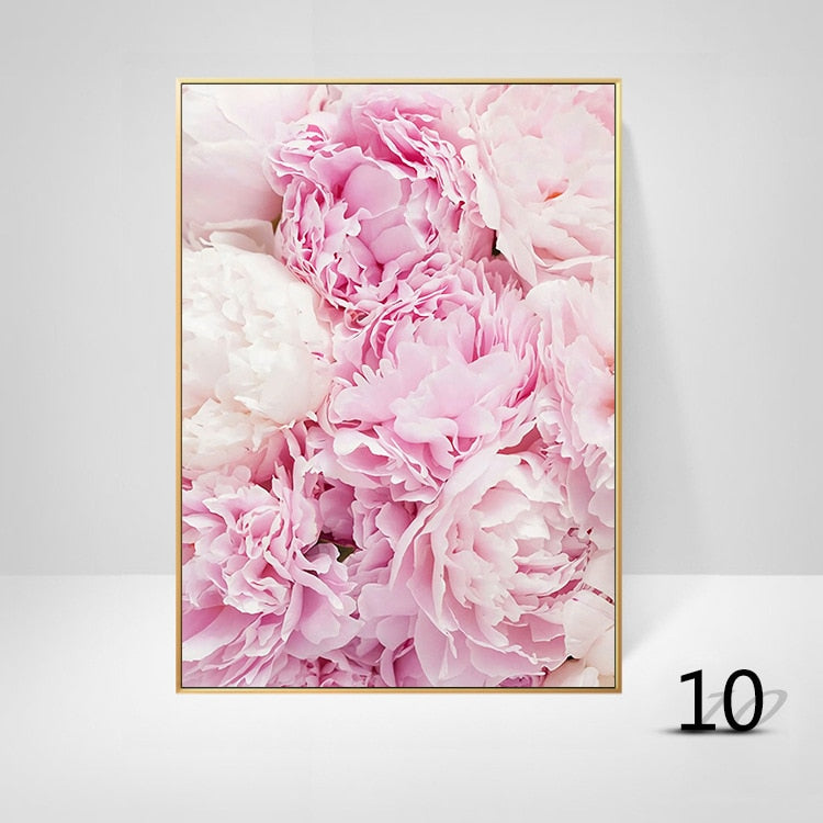 White Pink Peony Canvas Art