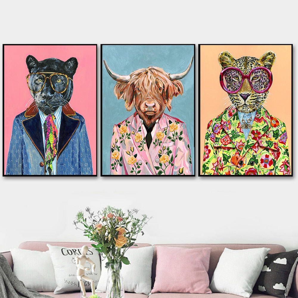 Fashion Animals in a Suit Art Canvas