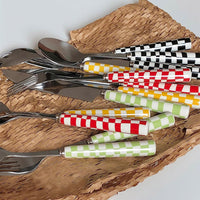 Retro Checkerboard Cutlery Set (3pcs/ Spoon Fork Knife)