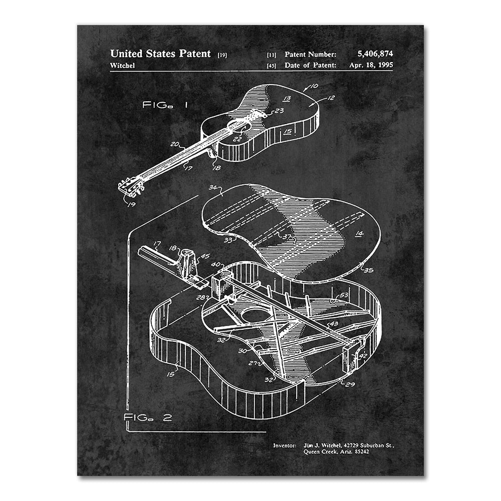 Martin Guitar Patent Blueprint Canvas Art