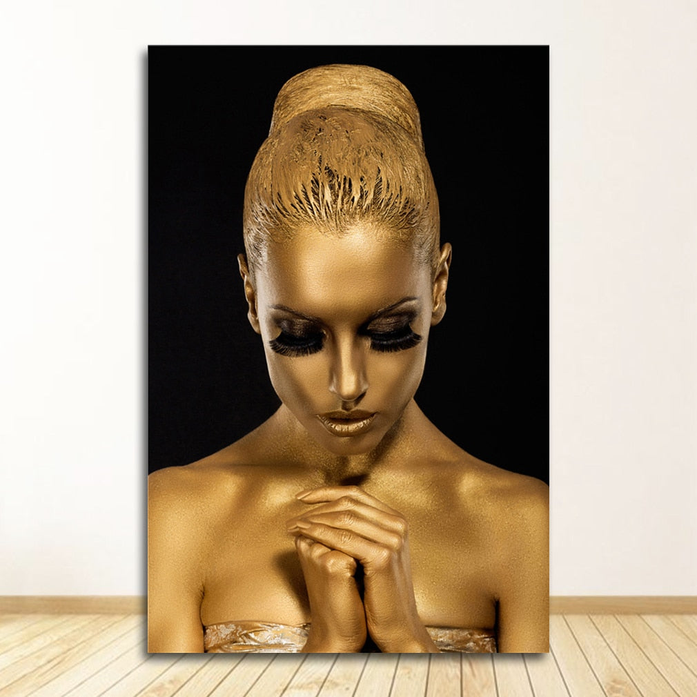 Black Gold African Art Woman Oil Painting Canvas Art