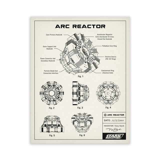 Arc Reactor Blueprint Canvas Art