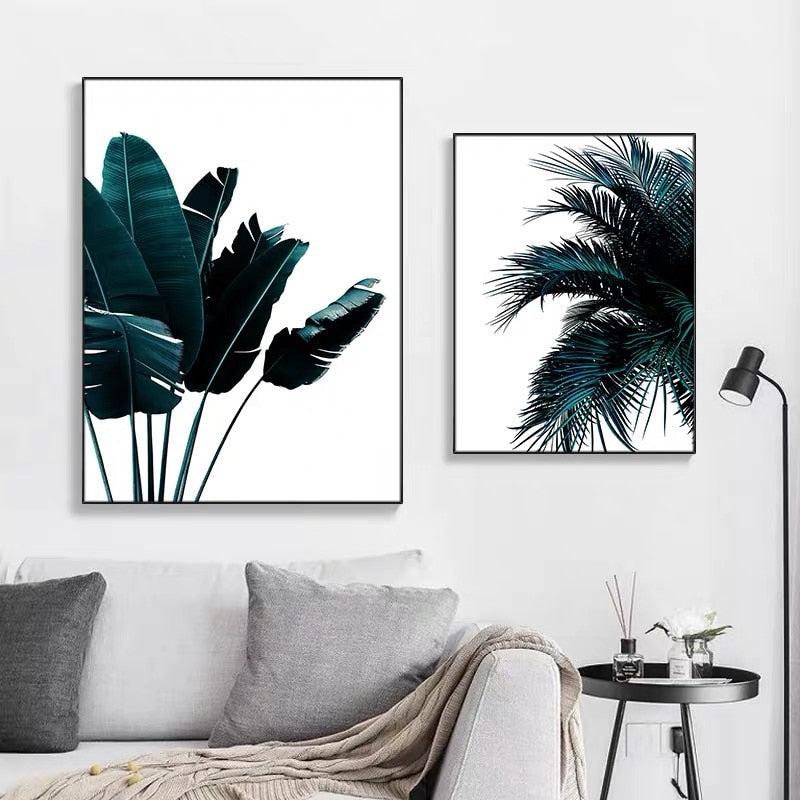 Tropical Plant Plantain Leaves Canvas Art