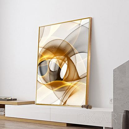 Black Gold Line Abstract Wall Art Canvas