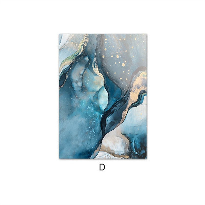 Blue Abstract Lake Canvas Art