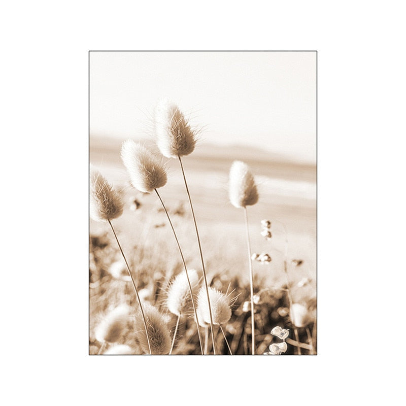 Brown Landscape Dandelion Elk Canvas Art