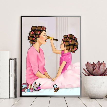 Mother and Daughter Make Up Canvas Art