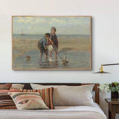 The Toy Sailboat by Jozef Israels Canvas Art