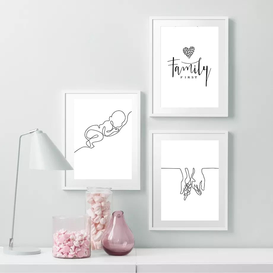 Hand Drawn Happy Family Nursery Canvas Art