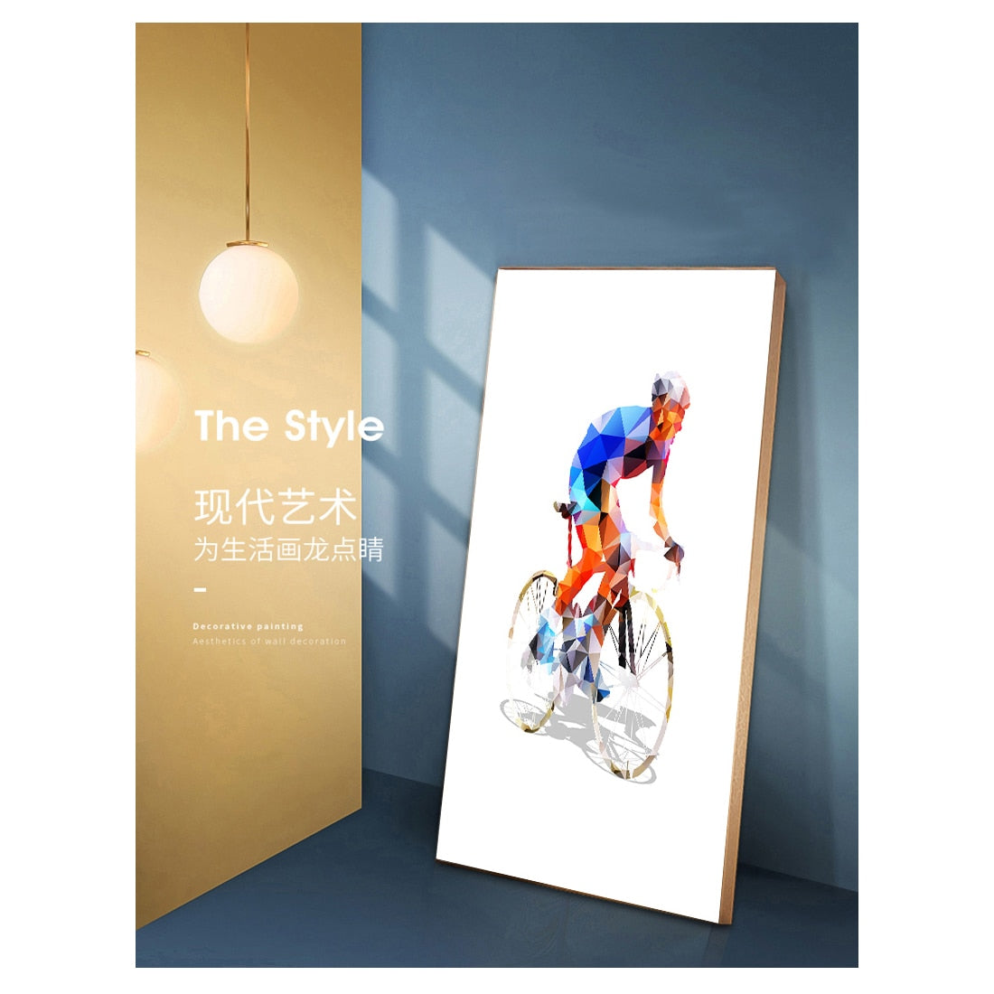 Cyclist Geometrical Polygonal Canvas Art