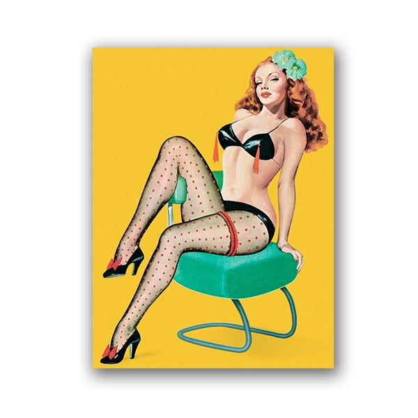 Vintage Pin Up Girl Sexy Women Canvas Art