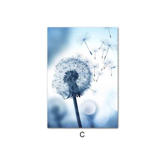 Blue Plants And Flower Canvas Art