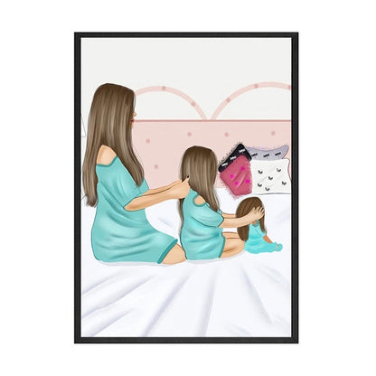 Mother and Daughter Make Up Canvas Art