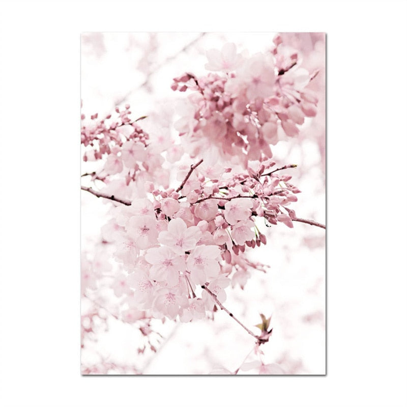 Pink Rose Peony Cherry Blossoms Canvas Art