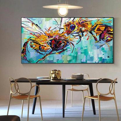 Two Bees Oil Painting Wall Art Canvas