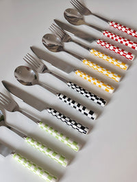 Retro Checkerboard Cutlery Set (3pcs/ Spoon Fork Knife)