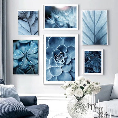 Blue Plants And Flower Canvas Art