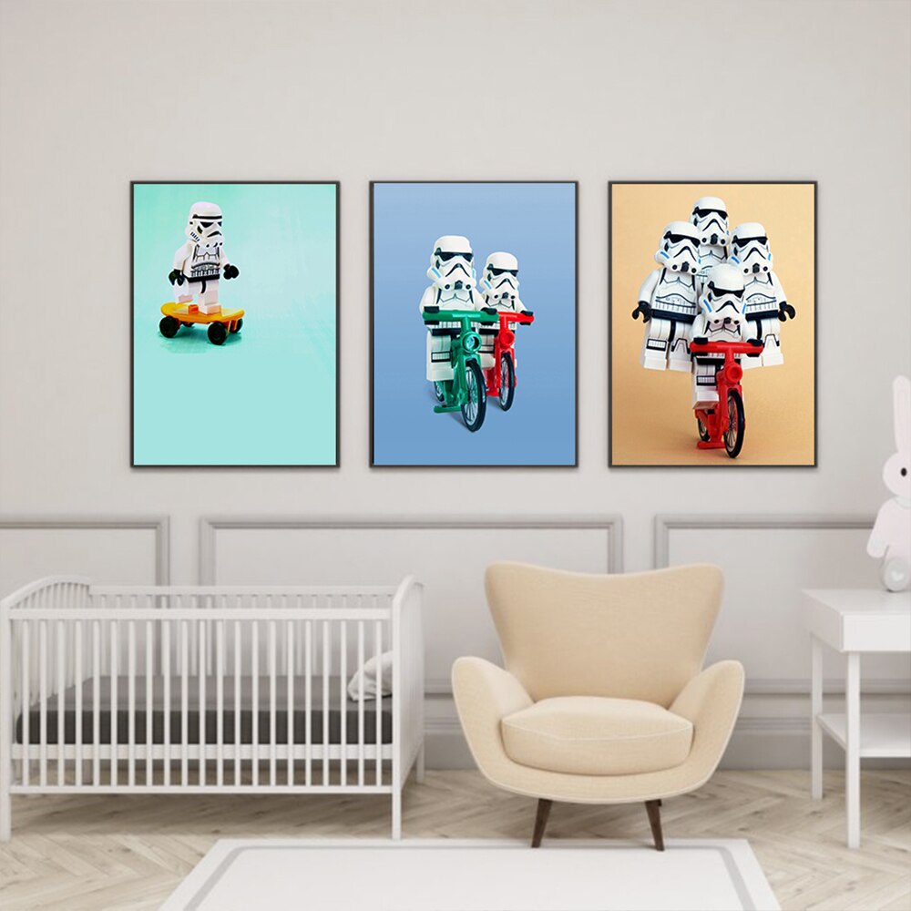 Cute Stormtrooper Riding A Bike Canvas Art