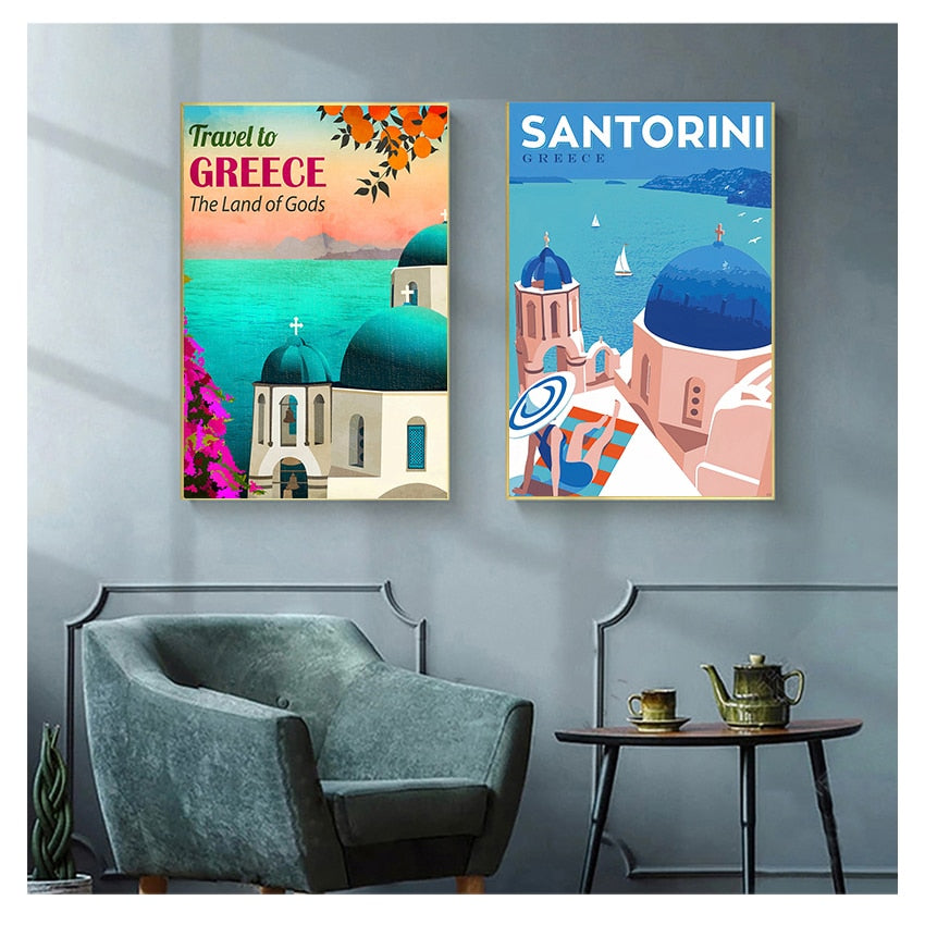 Greece Santorini Island Art Canvas