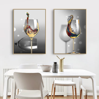 Wine Glass Gold Canvas Art