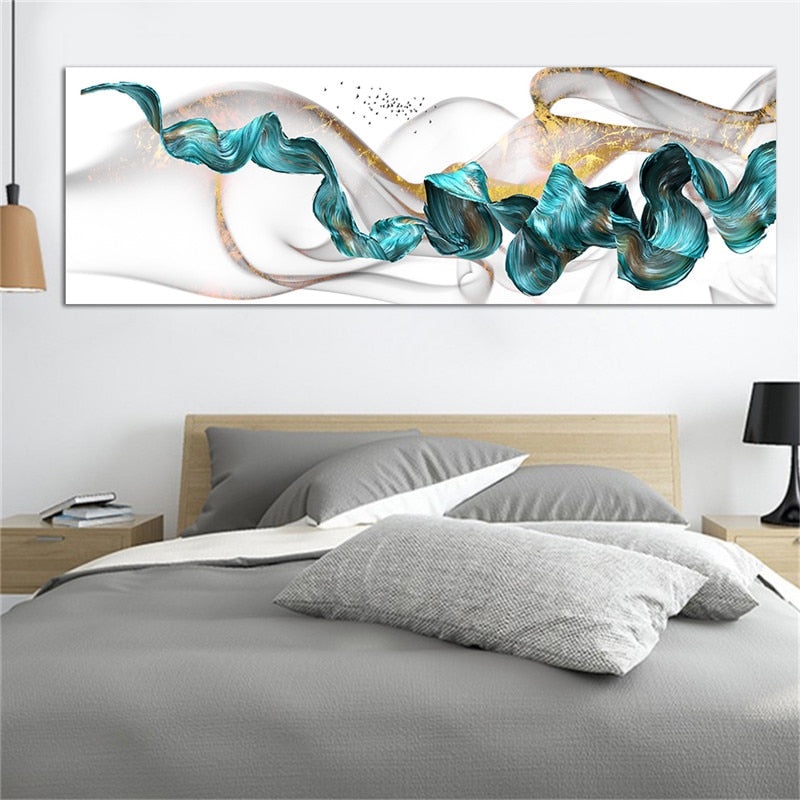 Drifting Green Abstract Wall Art Canvas