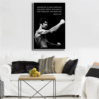 Black and White Bruce Lee Motivational Canvas Art