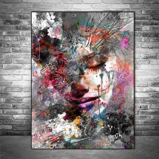 Abstract Girl Graffiti Canvas Art