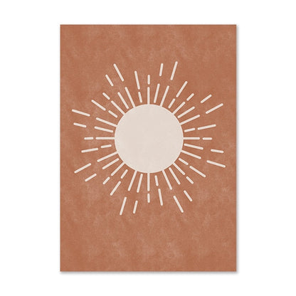 Nordic Abstract Sun Moon Boho Canvas Art