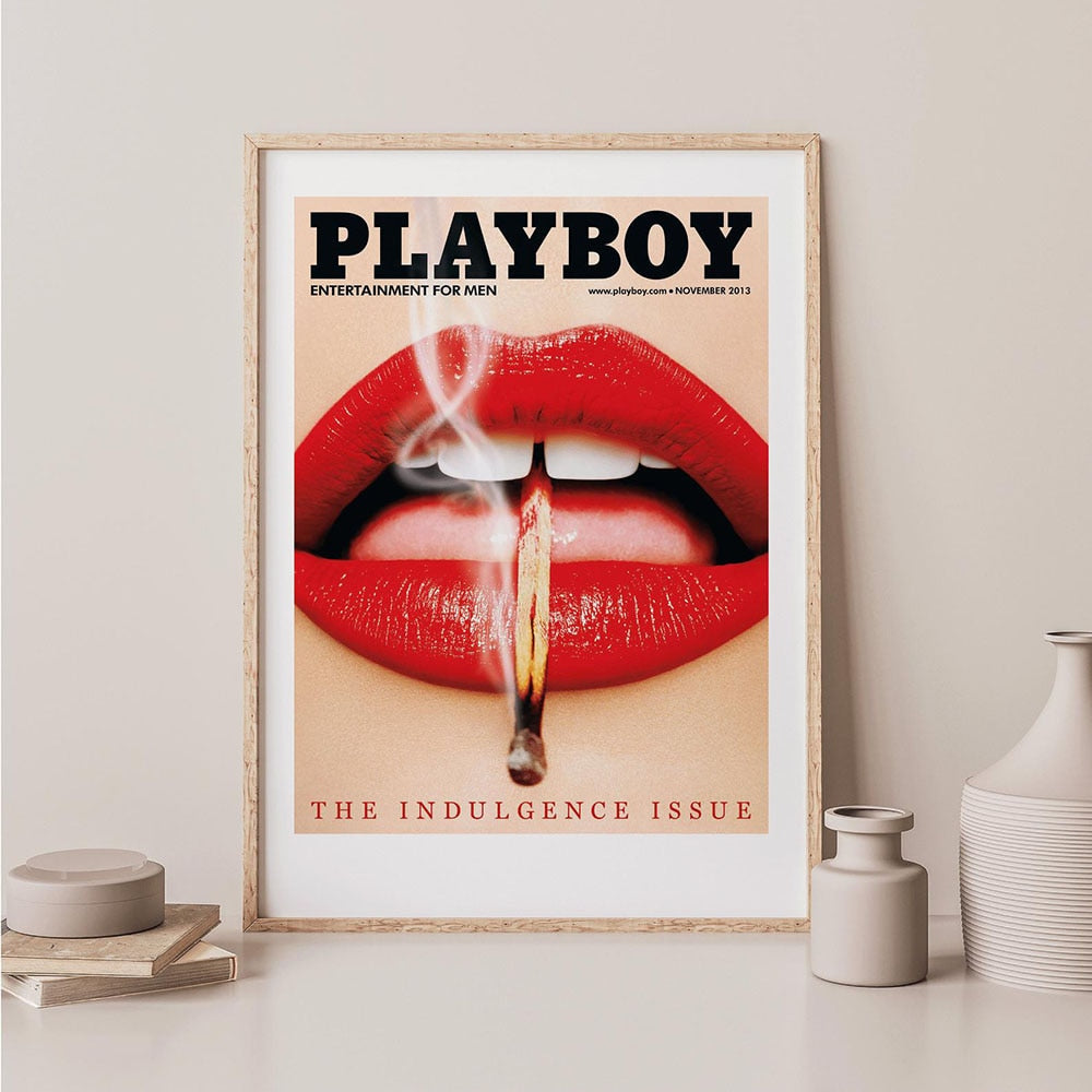 Vintage Butterfly Sexy Red Lips Canvas Art